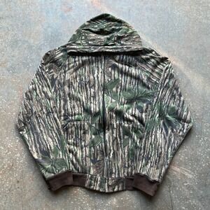 Vintage 90s Sports Afield Realtree Camo Zip Up Hoodie Fleece Lined Men's L READ